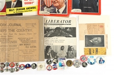 POLITICAL BUTTONS, MAGAZINES, AND EPHEMERA 