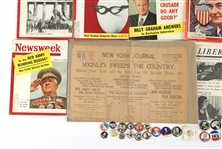 POLITICAL BUTTONS, MAGAZINES, AND EPHEMERA 