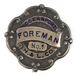 OCEANPORT NJ H&L CO. FOREMAN STERLING SILVER BADGE