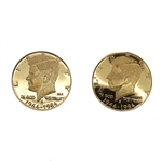 1984 COLUMBIA MINT MINIATURE 24K GOLD KENNEDY 50C COINS