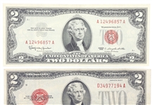 UNITED STATES $1 $2 RED SEAL HAWAII EMERGENCY NOTES