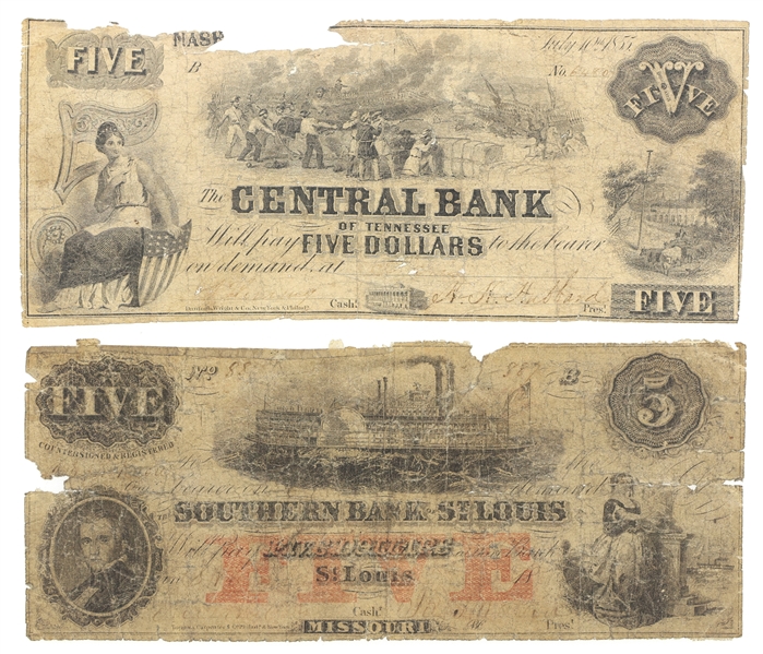1800s $5 UNITED STATES OBSOLETE CURRENCY NOTES 
