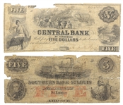 1800s $5 UNITED STATES OBSOLETE CURRENCY NOTES 