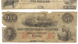 1800's $5 UNITED STATES OBSOLETE CURRENCY NOTES 