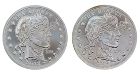 2018 ZOMBUCKS THE BARBER 1 OZ .999 FINE SILVER ROUNDS