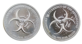 2018 ZOMBUCKS THE BARBER 1 OZ .999 FINE SILVER ROUNDS