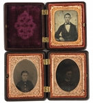 1/9 PLATE TINTYPE PHOTOGRAPHS IN GUTTA PERCHA CASES