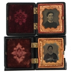 1/16 PLATE TINTYPE PHOTOGRAPHS WITH GUTTA PERCHA CASES