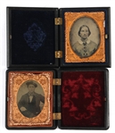 1/9 PLATE AMBROTYPE PHOTOGRAPHS IN CASES 