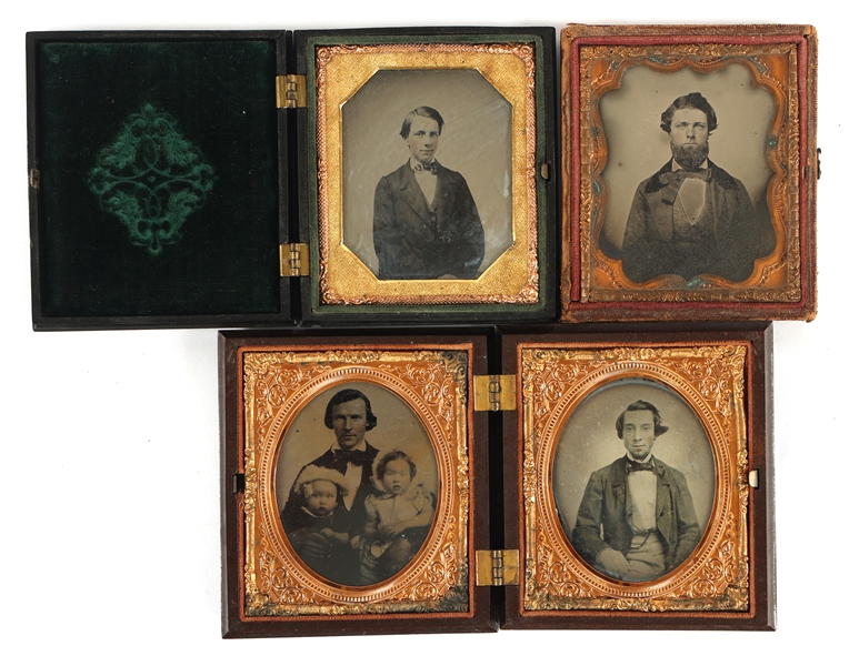 1/6 PLATE AMBROTYPE PHOTOGRAPHS AND CASES