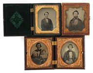 1/6 PLATE AMBROTYPE PHOTOGRAPHS AND CASES