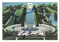 GEORGE BUSH SR & GEORGE W BUSH SIGNED POSTCARD