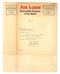 1937 JOE LOUIS "BROWN BOMBER" SIGNED LETTER