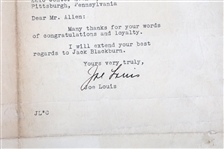 1937 JOE LOUIS BROWN BOMBER SIGNED LETTER