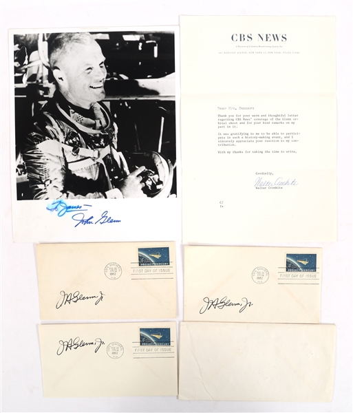 NASA ASTRONAUT JOHN GLENN GROUPING - SIGNATURES, LETTER