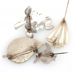STERLING SILVER MEXICAN BROOCHES - TAXCO & UNSIGNED