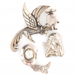 STERLING SILVER MEXICAN BROOCHES - TAXCO & UNSIGNED
