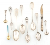 STERLING SILVER SPOONS, CHEESE KNIFE, & OLIVE FORK