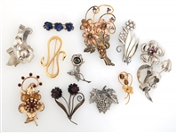STERLING SILVER FLORAL BROOCHES