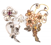 STERLING SILVER FLORAL BROOCHES