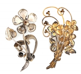 STERLING SILVER FLORAL BROOCHES