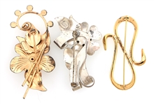 STERLING SILVER FLORAL BROOCHES