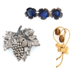 STERLING SILVER FLORAL BROOCHES
