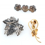 STERLING SILVER FLORAL BROOCHES