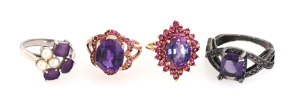 STERLING SILVER SEMI-PRECIOUS STONE & CZ FASHION RINGS