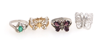 STERLING SILVER SEMI-PRECIOUS STONE & CZ FASHION RINGS