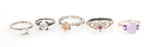 STERLING SILVER SEMI-PRECIOUS STONE & CZ FASHION RINGS