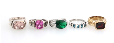 STERLING SILVER SEMI-PRECIOUS STONE & CZ FASHION RINGS