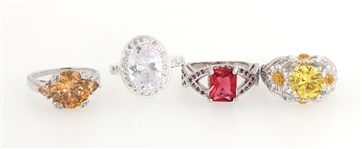 STERLING SILVER SEMI-PRECIOUS STONE & CZ FASHION RINGS