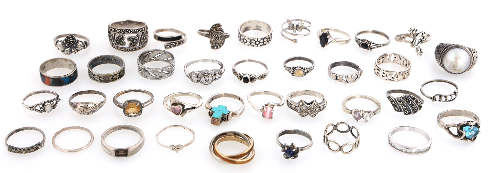 STERLING SILVER SEMI-PRECIOUS STONE & CZ FASHION RINGS