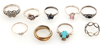 STERLING SILVER SEMI-PRECIOUS STONE & CZ FASHION RINGS