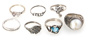 STERLING SILVER SEMI-PRECIOUS STONE & CZ FASHION RINGS