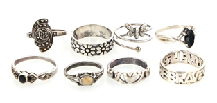 STERLING SILVER SEMI-PRECIOUS STONE & CZ FASHION RINGS