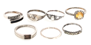 STERLING SILVER SEMI-PRECIOUS STONE & CZ FASHION RINGS