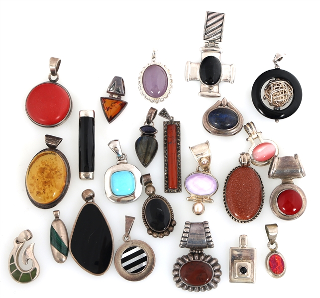 STERLING SILVER SEMI-PRECIOUS STONE PENDANTS