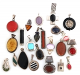 STERLING SILVER SEMI-PRECIOUS STONE PENDANTS