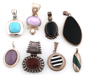 STERLING SILVER SEMI-PRECIOUS STONE PENDANTS