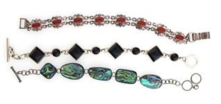 STERLING SILVER SEMI-PRECIOUS STONE & GLASS BRACELETS