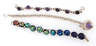 STERLING SILVER SEMI-PRECIOUS STONE & GLASS BRACELETS