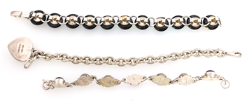STERLING SILVER SEMI-PRECIOUS STONE & GLASS BRACELETS