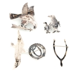 STERLING SILVER FASHION BROOCHES 