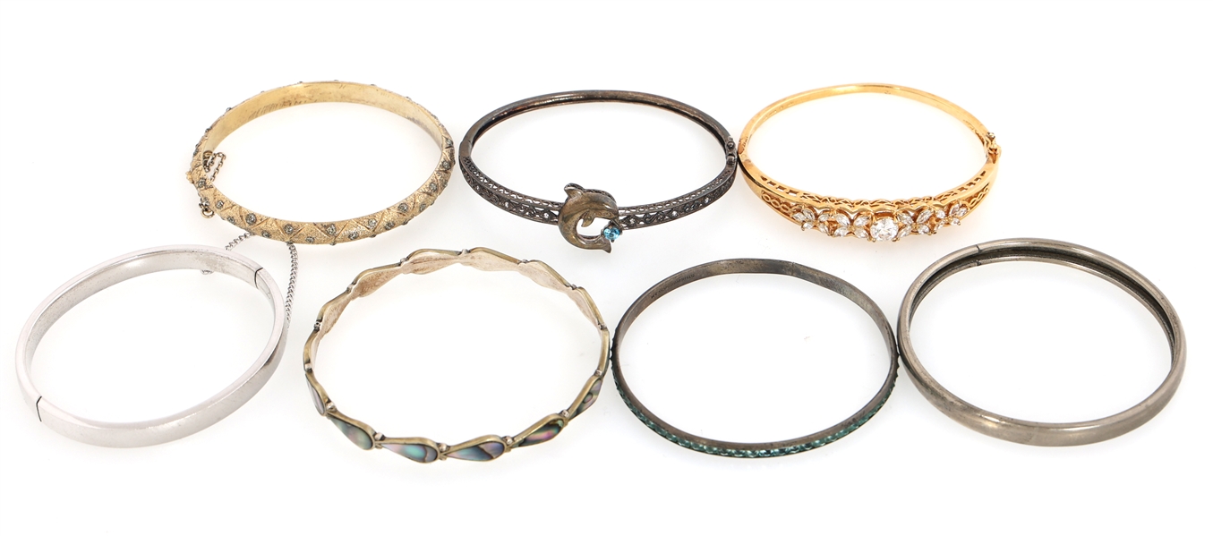 STERLING SILVER VERMEIL & CZ FASHION BANGLE BRACELETS