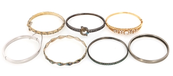 STERLING SILVER VERMEIL & CZ FASHION BANGLE BRACELETS