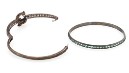 STERLING SILVER VERMEIL & CZ FASHION BANGLE BRACELETS