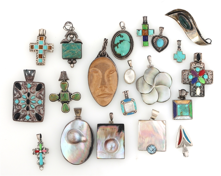 STERLING SILVER SEMI-PRECIOUS STONE PENDANTS