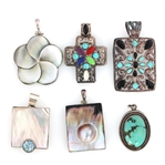 STERLING SILVER SEMI-PRECIOUS STONE PENDANTS